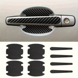8pcs carbon fiber car door handle protective cover scratch resistant door protection sticker paint protection cover