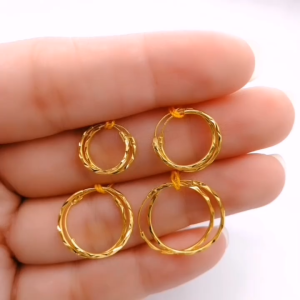 Yon Hing Subang Earrings Bulat Fashion Bajet Emas 916