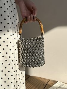 New Chinese Style Bamboo Node Handbag High-End Metal Feel Pearl Crossbody Tote for Middle-Aged and Elderly Casual Scenario