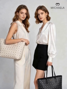 MICHAELA Extra-Large Checkered Tote Bag 15 Roomy Everyday Bag for Work School Strolls HB6508051 XD