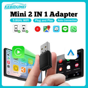 KEBIDUMEI Mini Wireless Carplay 2IN1 Car AI Box USB/TYPE-C Wifi 5.8G Adapter Android Auto Smart Dongle Plug & Play for Toyota VW