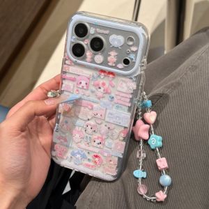 Sanrio | Ốp Điện Thoại Trong Suốt Hình Chú Cừu Hồng Hoạt Hình Dễ Thương Melody Viền Xanh Dành Cho iPhone 17/16/15 Pro Max - Bảo Vệ Toàn Màn Hình