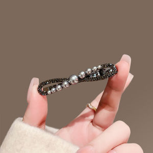 2024 New Arrival Black Crystal Bang Side Clip Side Barrettes with Diamond Clip Hairware Exquisite Duckbill Clip Hairpin Female