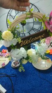 FLASH SALE WREATH BUNGA MAWAR FLOWER  HIASAN GANTUNG PINTU AESTHETIC DEKORASI RUANG TAMU