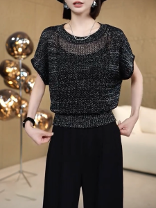 QINGNAER | Breathable Loose Round Neck Short Sleeve Big Size Soft Knitwear 2025 Summer