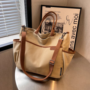 Fashionable Canvas Tote Bag for Women College Students Class Bags Mommy Diaper Bags Commuter Bag Single Shoulder Large Bag