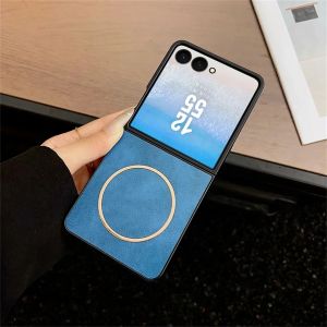 szhaiyu | Retro Leather for Magsafe Phone Case for Samsung Galaxy Z Flip 5 6 7 8 Z Flip7 FE Magnetic Wireless Charge Protective Cover