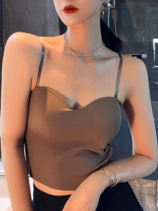 chaqi | Ice Silk Sports Strap Vest Women Summer Design Unique Outerwear Slim Fit Short Style Hot Girl Base Layer Top Commute Style Pure Color