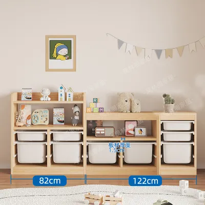 Toy Storage Shelf Multi-layer Real Wood Living Room Cabinet