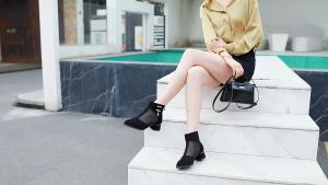 Korean style fashion womens boots womens mesh breathable high heels cool comfortable