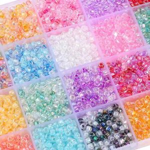 About 840pcs/bag Irregular 4mm Iridescent Dyed Core Triangle Spacer Loose Glass Seed Beads for DIY Handmade Jewelry Accessories