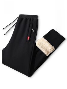 ROMON | Lormen Mens Fleece Lined Straight Leg Sporty Casual Pants Thick Winter Warm Lamb Velvet Long Trousers Polyester Spandex Blend