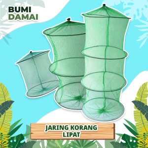 Bumi Damai Jaring Korang Keramba Koja Wadah Tempat Tampung Bulat Lipat Pancing Tangkapan Ikan Udang Kepiting Lobster Fishing Net Foldable 2 3 4 Layer Ring