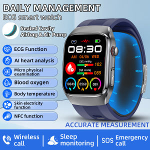 LIGE | LIGE New Air Pump Blood Pressure Smart Watch Body Composition Analysis ECG Temperature Health Monitor 2.06inch AMOLED Smartwatch