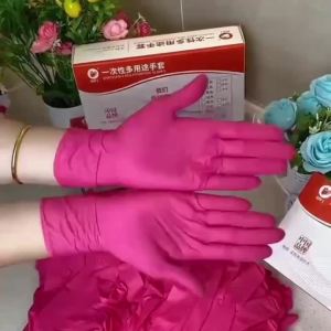 20/50/100PCS Pink Nitrile Disposable Gloves Latex Free Household Cleaning Gloves for Food Pre Tattoo Beauty Esthetician