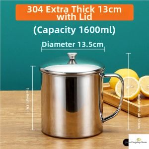 Large 304 Stainless Steel Water Cup with Lid Handle Iron Kindergarten Tea Cup Home Drinking Cup Has Handle Office Furniture