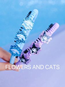 Princess Style Hairband for Girls with Teeth Design Blue Purple Color Cinnamon Dog Pattern Summer Hair Accessories
