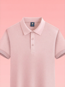 Custom Embroidered Womens Polo Shirt Pure Cotton Short Sleeve Pink