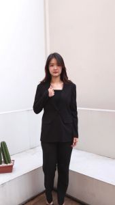 Jas ATASAN Blazer Wanita Right Apparel  Warna Hitam dan Abu PDH Formal Lengan Panjang Kancing 2 (Kode 8801 8802)