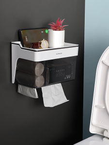Bathroom Wall-Mounted Tissue Box Toilet Paper Holder Waterproof No-Drilling Required Bathroom Storage Organizer  Style