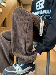 Quần Dài Ống Rộng Phong Cách Mỹ Thường Ngày Cho Nam Mùa Xuân Thu Mới Về Quần Dài Ống Đứng Rộng Rãi Họa Tiết Lúa Màu Nâu