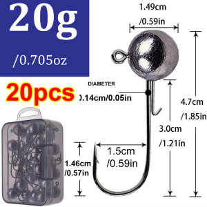 Mr.Lurion 20/30/40/50 Pcs a Box High Carbon Steel Weedless Crank Fishing Jig Head Hooks For bass pike trout walleyes fish bait