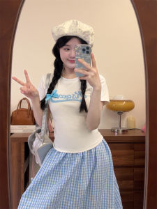 Design Sensation Foamed Letter Hollow Short Sleeve T-Shirt Women Summer Sweet And Spicy Slim Fit Short Length Top New 2025