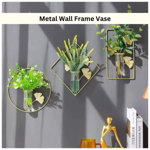 Ready Stock Gaya Nordic Wall Mounted Metal Frame Glass Vase Decoration Minimalist Hanging Transparent Flower Pot Frame Hiasan Gantung Dinding Ringkas Rumah Botol Pasu Kaca Ruang Tamu Bilik Tidur Dapur Pejabat Office Living Room Study Room Kitchen