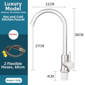 Stainless Steel Rotatable Hot and Cold Kitchen Faucet