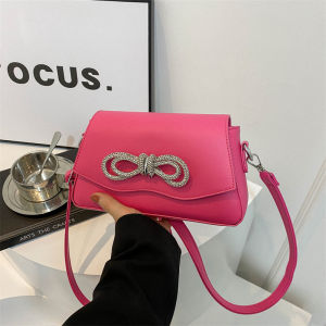 กระเป๋าสะพายข้างผู้หญิงสุดเก๋ไก๋สไตล์ผ้าชีฟองปักลายเพชร กระเป๋าสะพายข้างแบบสะพายข้างแบบลำลองสำหรับฤดูใบไม้ร่วงและฤดูหนาว