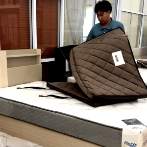 ZARETA ที่นอน 3 พับ 3.5 ฟุต หนา 2 นิ้ว นอนได้ 2 ด้าน 2 IN 1 ยางลาเท็กซ์โคเคียว สีน้ำตาล DREAM