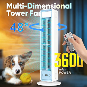 Multi-Dimensional Tower Fan Silent Portable Air Conditioner Office Home Air Cooler Strong Wind Cooling Leafless Air Fan