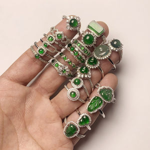 Natural A-grade Emperor Green Jade Ring Ice Type Female Ring S925 Silver Jewelry Birthday Gift Guatemalan Origin Oval Shape