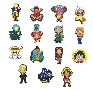 Bandai | 1/8/15Pcs One Piece Anime Shoe Charms Luffy and Zoro Character Shoe Stickers DIY Shoe Accessory Decorations Suitable as Gifts