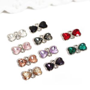 Silver Drill Decorated Butterfly Knot Double Hole Glass Drill Pendant Alloy Metal Accessories Fashion Jewelry DIY Parts And Accessories