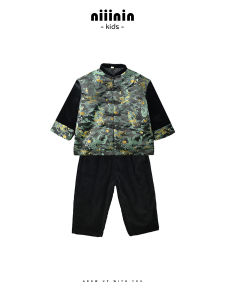 New Year Childrens Cheongsam Set Thickened Cotton Velvet Dragon And Phoenix Patterned Brocade Jacket Baby Greeting Clothes