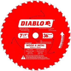 Diablo 7-1/4 in. x 36 TPI Wood and Metal Carbide Circular Saw Blade Power Tool Accessories