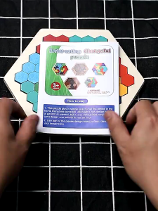 Wooden tangram - tangram kayu - mainan edukasi anak Wooden puzzle hexagonal