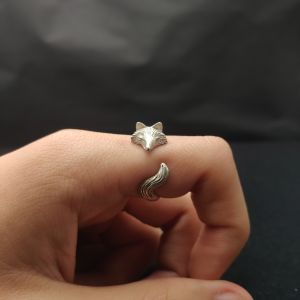 S925 Sterling Silver Fox Ring for Women Handmade Open Style Trendy Minimalist Design Fashionable Finger Accessory