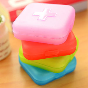 ItemMart 4 Slot Medicine Box Mini Storage Box Colourful Family First Aid Drug Box Organiser