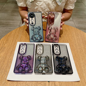 Phone Case For VIVO Y100 5G Quicksand Bear Decorative Transparent Plating Material + Glitter Paper