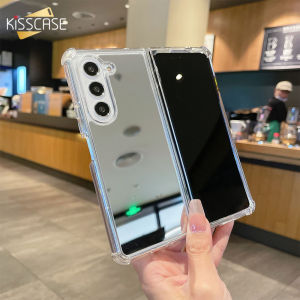 KISSCASE Makeup Mirror Clear Folding Phone Case For Samsung Galaxy Z Fold 6 5 4 3 5G Four Corner Anti-fall Transparent Acrylic Hard Shockproof Back Cover For Galaxy Z Fold 6 5 4 3