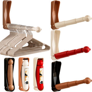 Single Rail Retractable Clothes Hanger Storage Rack / Foldable Balcony Laundry Drying Rack / Self Adhesive Clothes Hanger Organizer for Saving Space