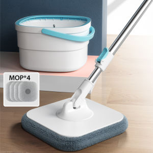 360-Degree Rotating Flat Mop Automatic Dehydration Household Cleaning Mop Set for Floor Cleaning with 4 Replaceable Mop