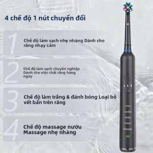 Bàn Chải Đánh Răng Điện SEUMHOR Ultra Xoay 3D Có Thể Sạc Lại Với Cảm Biến Áp Suất 4 Chế Độ Đánh Răng Hẹn Giờ 2 Phút Dành Cho Người Lớn