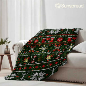 Beast Kingdom | Dark Green Christmas Knit Soft Warm Flannel Blanket Lightweight Cozy Christmas Halloween Home Decor Room