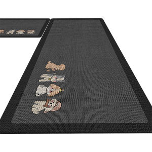 Cartoon Flax Style Kitchen Mat Silica Gel Absorbent Anti-slip Anti-oil