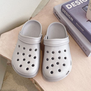 Womens Big Head Clog Shoes Adorable Thick Bottom Covered Toe Sandals Fashionable Anti-Slip Summer Beach Shoes Outdoor Wear