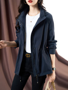 เสื้อแจ็คเก็ตยาวคลุมเข่าทรงหลวมสำหรับผู้หญิงในฤดูใบไม้ร่วงปี 2025 ทรงลำลอง สีสันสดใส เสื้อคลุมกันหนาวแบบมีฮู้ด แขนยาว ปกติ