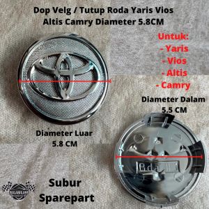 Dop Velg / Tutup Roda Yaris Vios Altis Camry Diameter 5.8CM